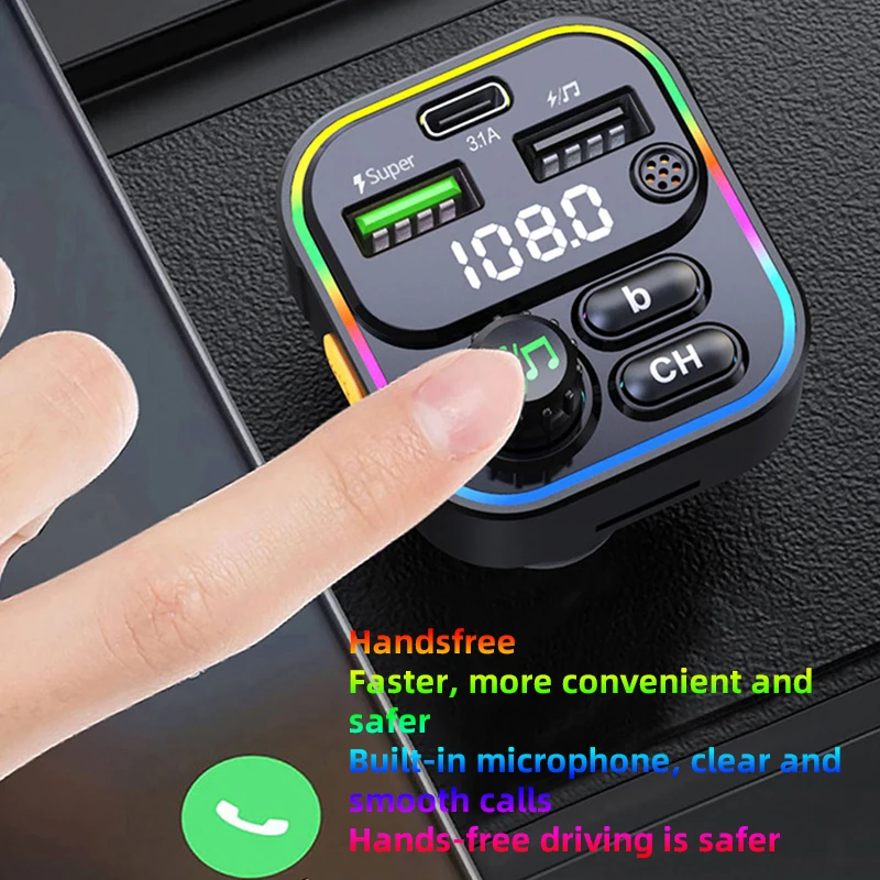 

Car Charger Mp3 Player for Iphone Xiaomi Mobile Phone Car Accessories Hands-Free Function Super Fast Charging Car Transmitter