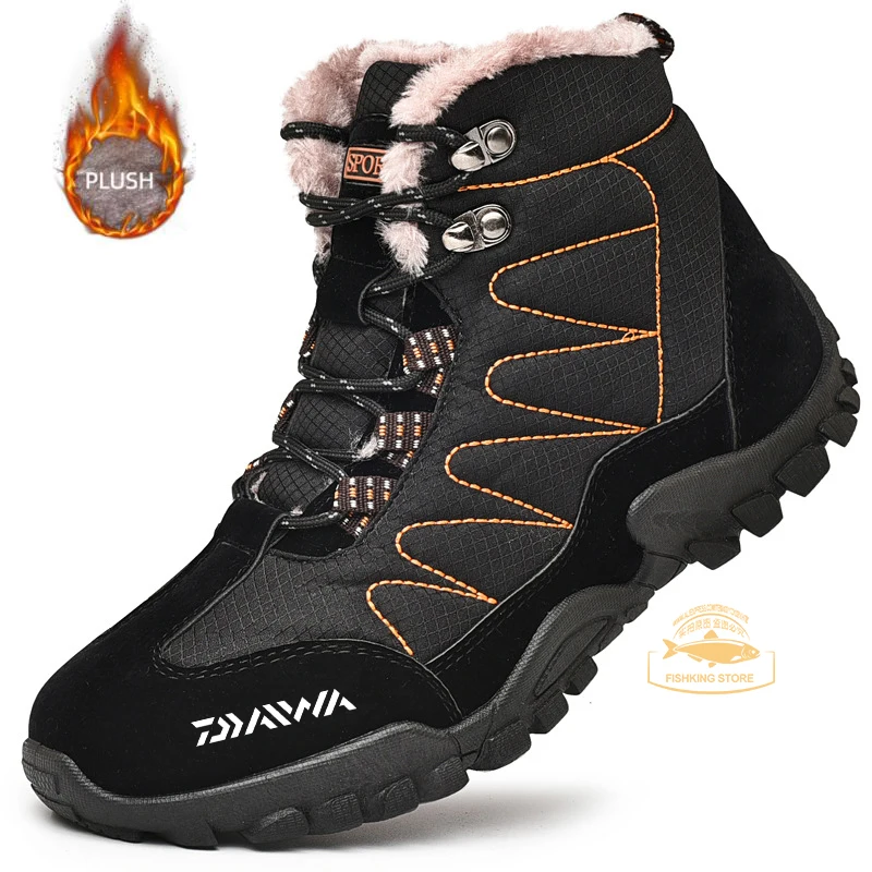 

Водонепроницаемая обувь Daiwa для рыбалки зимняя флисовая утолщенная теплая обувь для улицы альпинизма высокие флисовые зимние сапоги