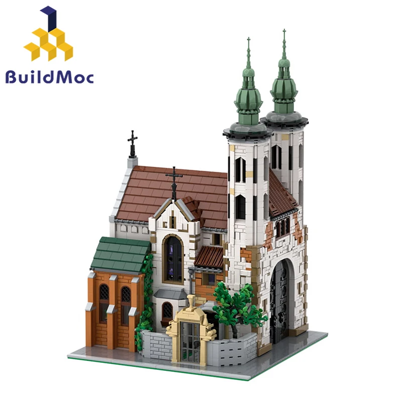 

Buildmoc, городская улица, вид, церковная архитектура, набор строительных блоков MOC, игрушки для детей, подарки для детей, игрушки, 3056 деталей, кирпичи