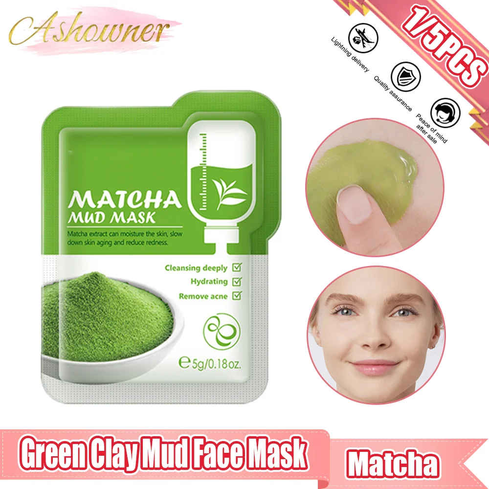 

1/5/10PCS Matcha Green Clay Mud Face Mask Facial Skin Care Anti Wrinkle Night Facial Pack Dark Circle Moisturize Anti-Aging Mask