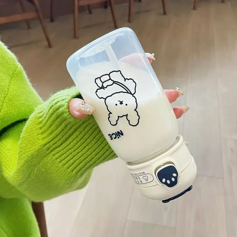 Kawaii Bear Клубничная бутылка для воды с соломинкой Для детей Девочка путешествие