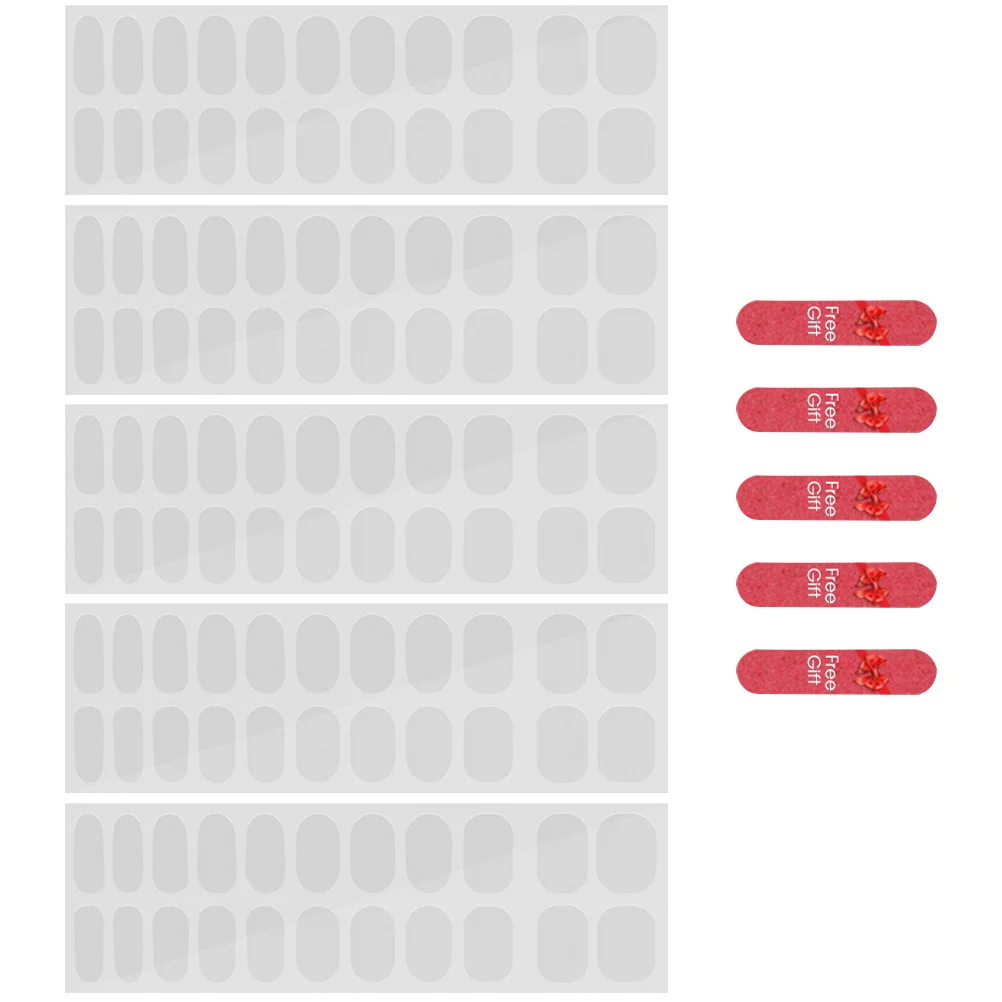 5 листов наклейки для ногтей гелевые полоски набор прозрачные с лаком польской
