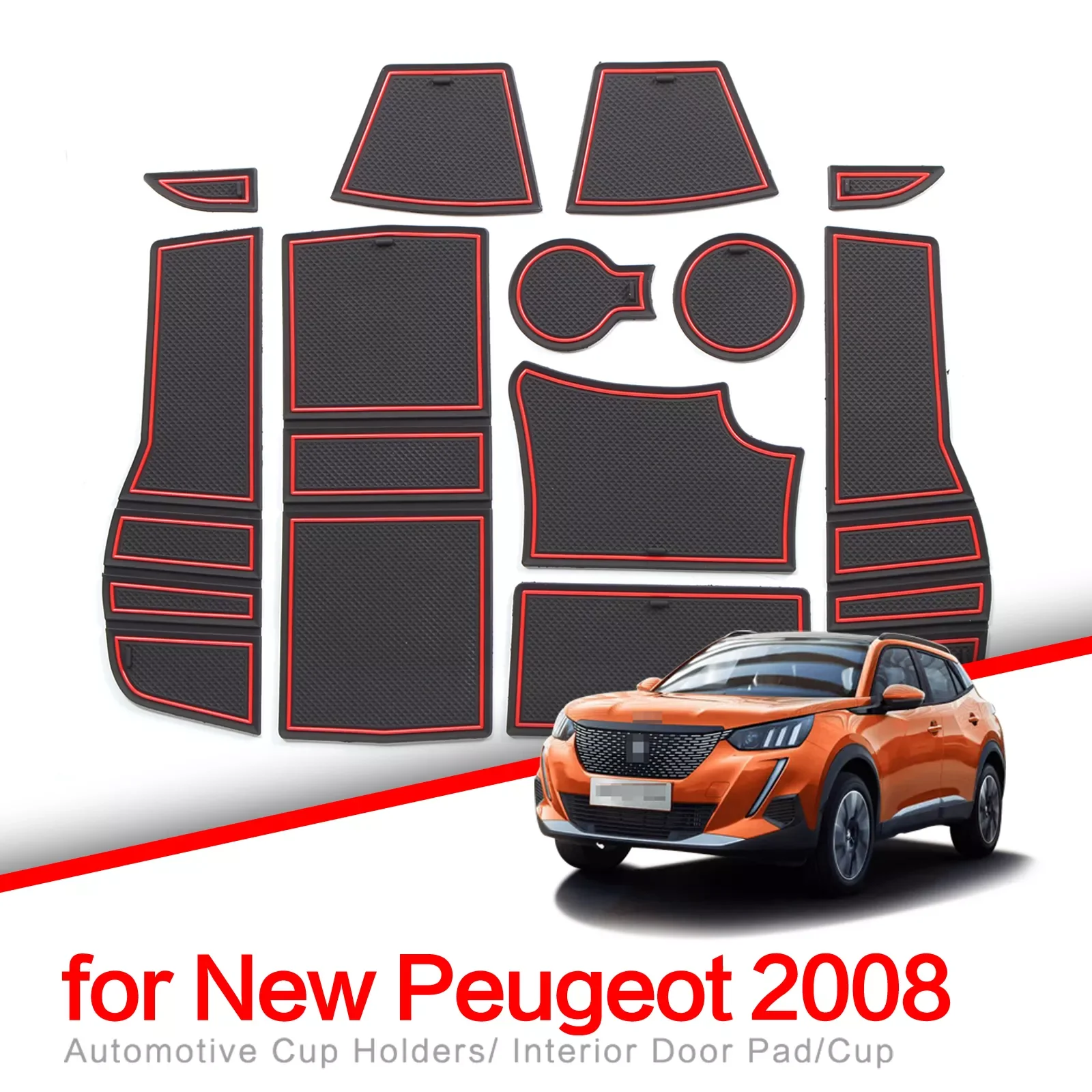 

ZUNDUO Противоскользящий коврик для ворот и чашки для Peugeot 2008 e-2008 GT Line 2020, коврик для межкомнатной двери/чашки, нескользящий коврик, аксессуары ...