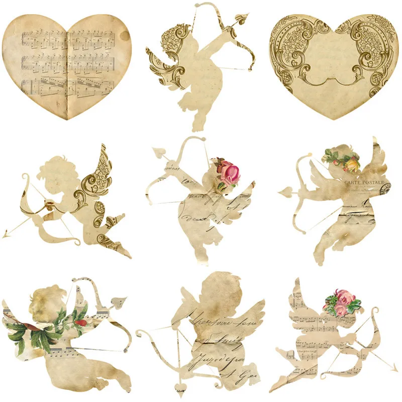 

12Pcs/Pack Gold Angel Cupid Vintage Sticker DIY Craft Scrapbooking Album Junk Journal Decorative Stickers