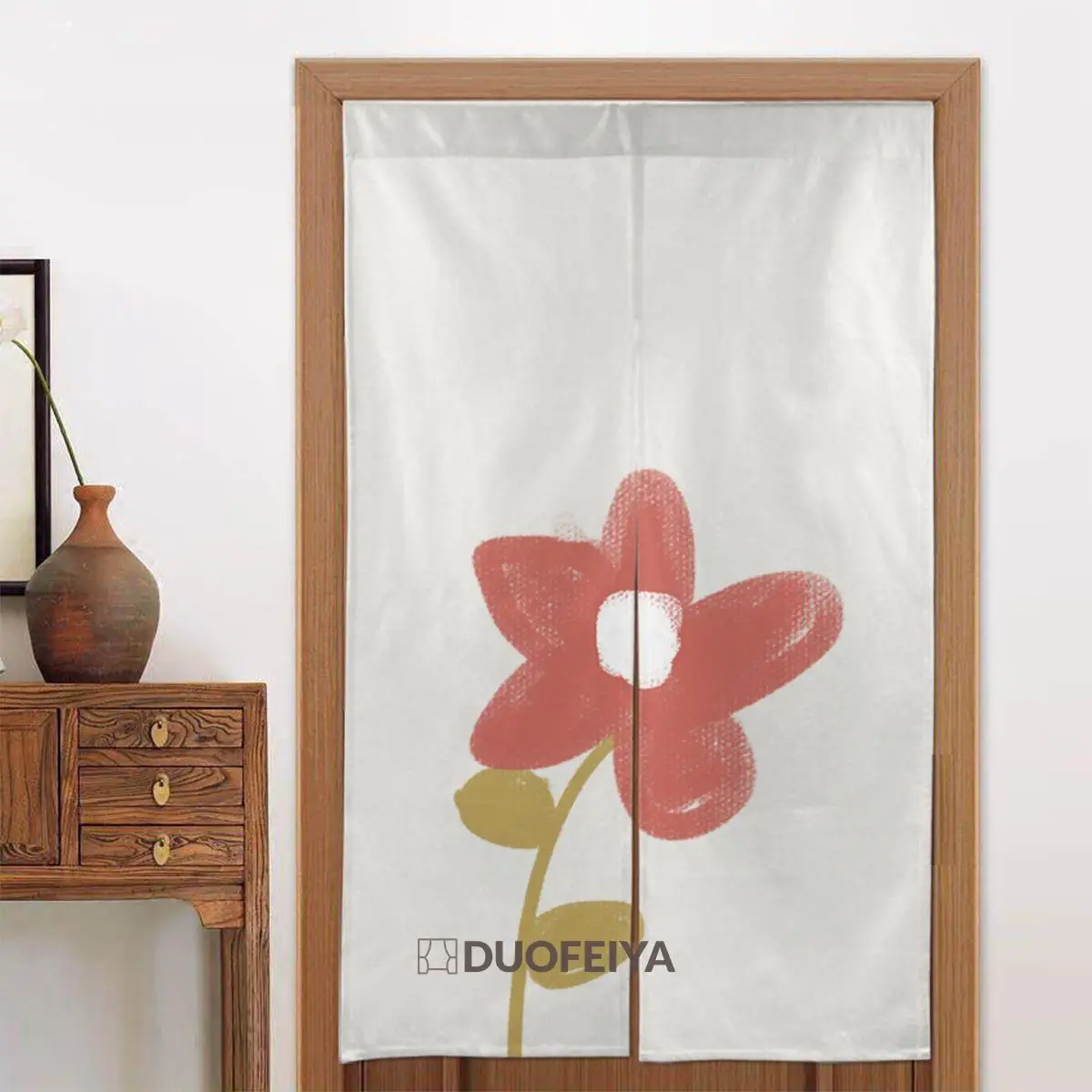 

Flower Japanese Door Curtain Hand Painted Separate Tapestry Cotton Linen High Quality Hanging Half Curtain for Toilet Decoration