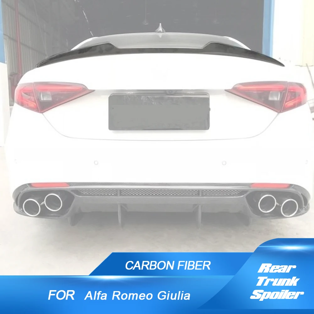 

Car Rear Spoiler Wing Trunk Lip For Alfa Romeo Giulia Spoiler Sedan 2015 - 2021 Carbon Fiber / FRP Rear Trunk Spoiler Boot Wing