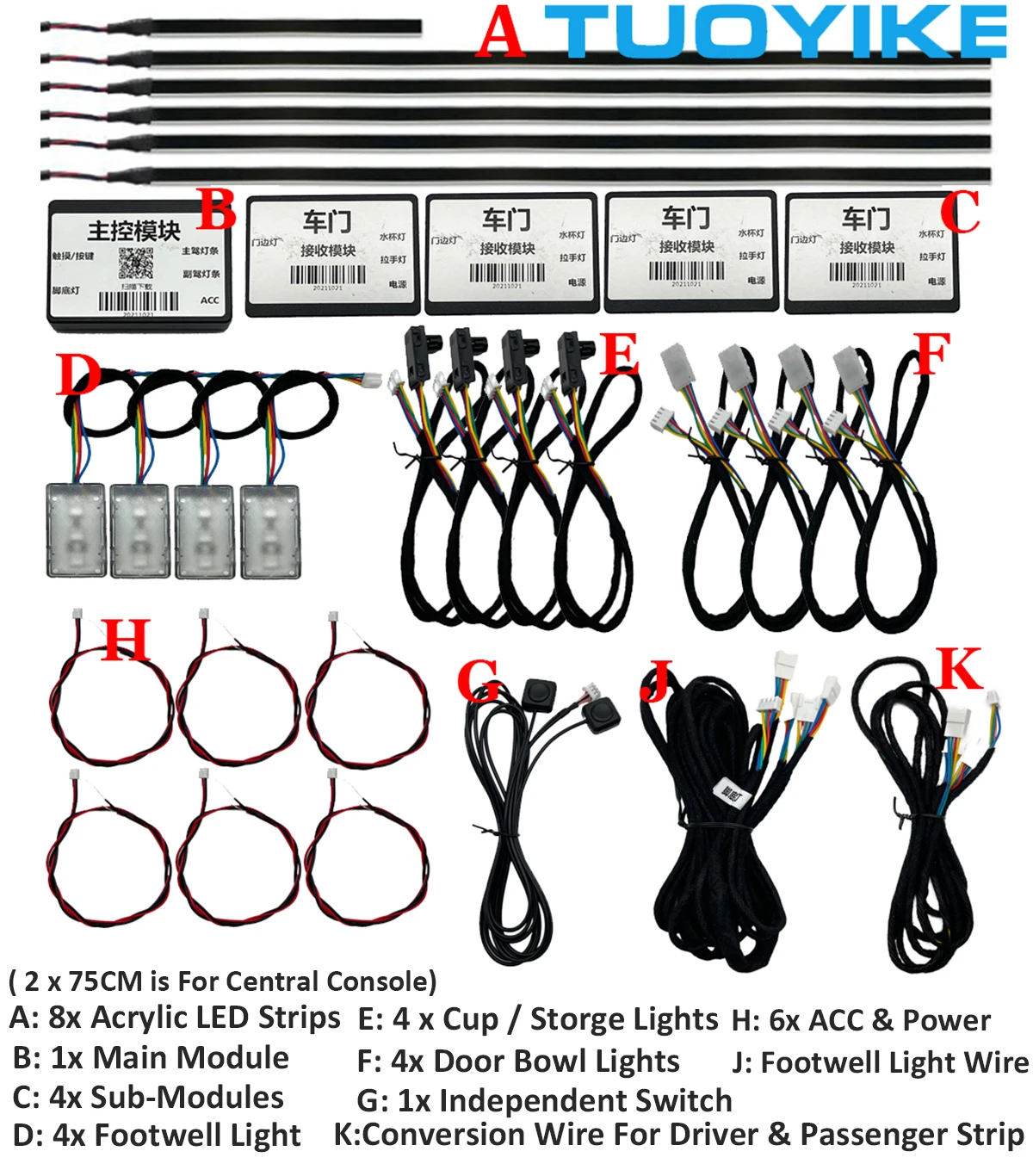 

20 in 1 RGB LED Car Ambient Light 64 Colors Interior Decoration Acrylic Strip Bulbs By App Control Atmosphere Lamps Dash Central