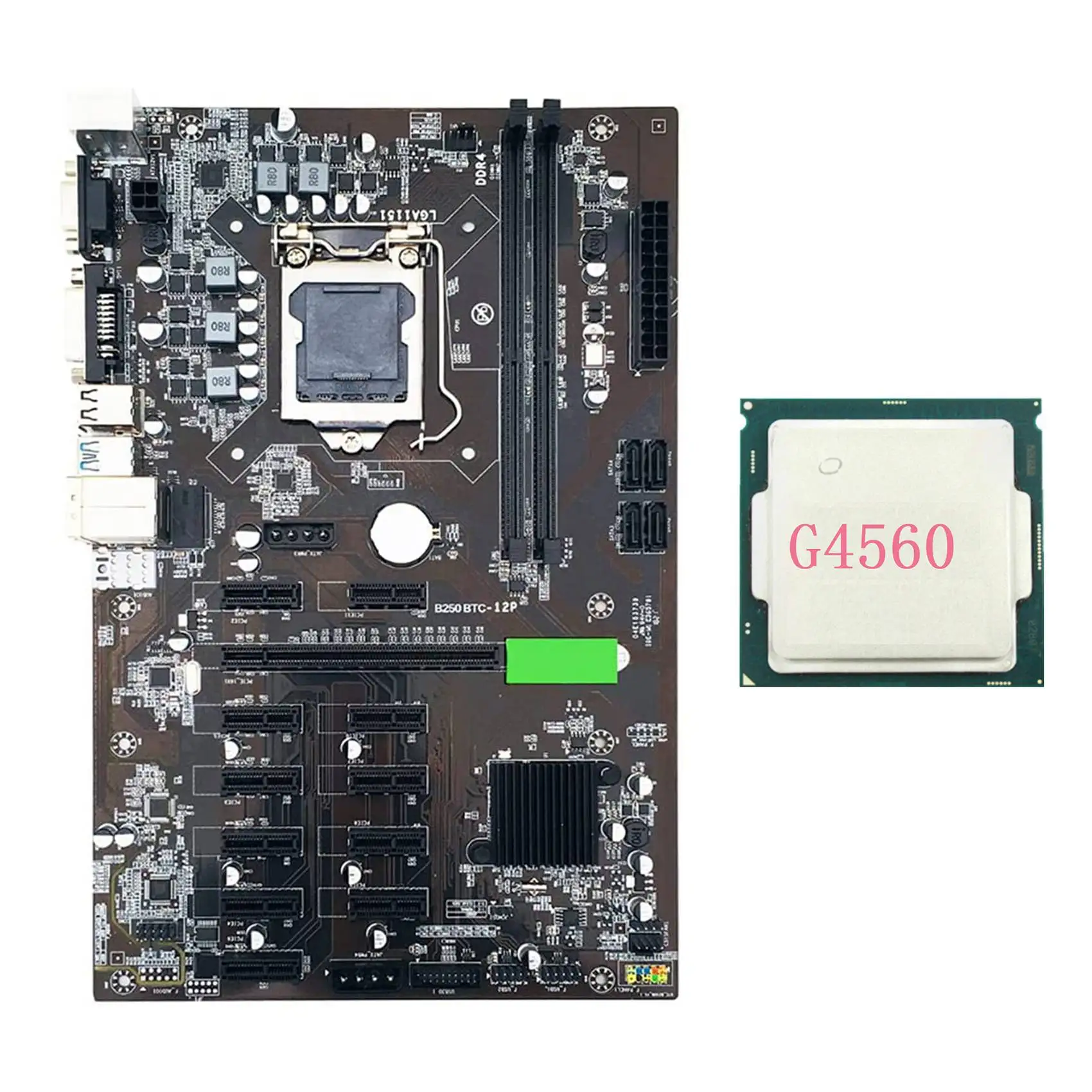 

B250 BTC Mining Motherboard with G4560 CPU LGA 1151 DDR4 12XGraphics Card Slot USB3.0 SATA3.0 for BTC Miner Mining