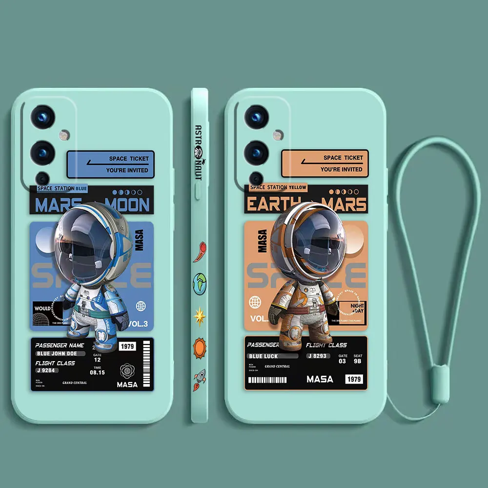 

Fashion Luxury Space Astronaut Phone Case For Oneplus 11 10 10T 9 9R 8 8T 7 Ace Pro Nord 2 2T CE CE2 Lite 5G Liquid Cover Funda