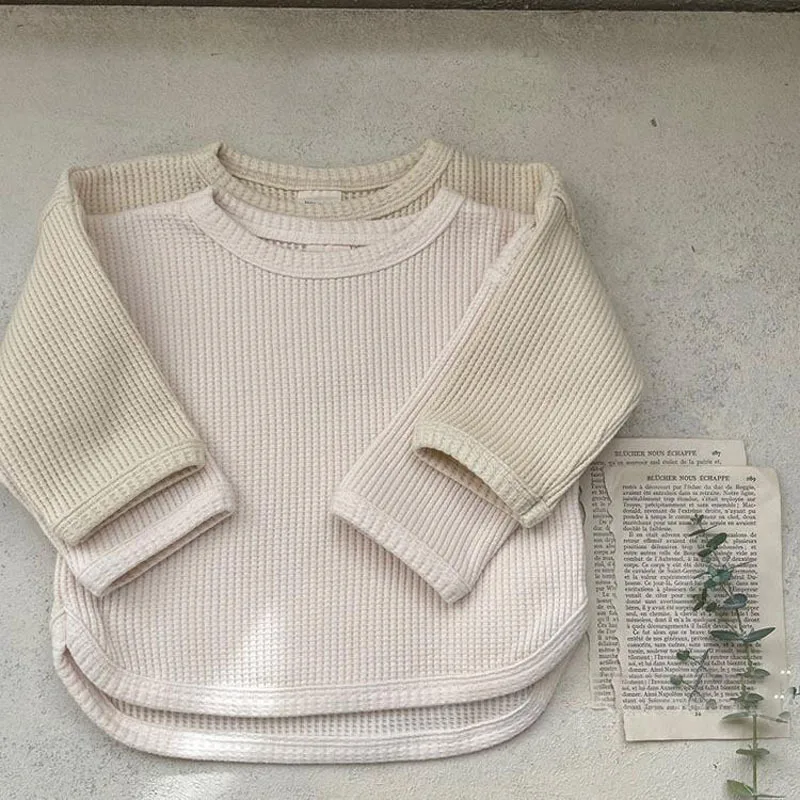 Spring New Baby Long Sleeve Clothes Set Solid Infant Clothing Suit Boys Girls Tops Pants 2pcs Set Baby Cotton Ribbed Outfits