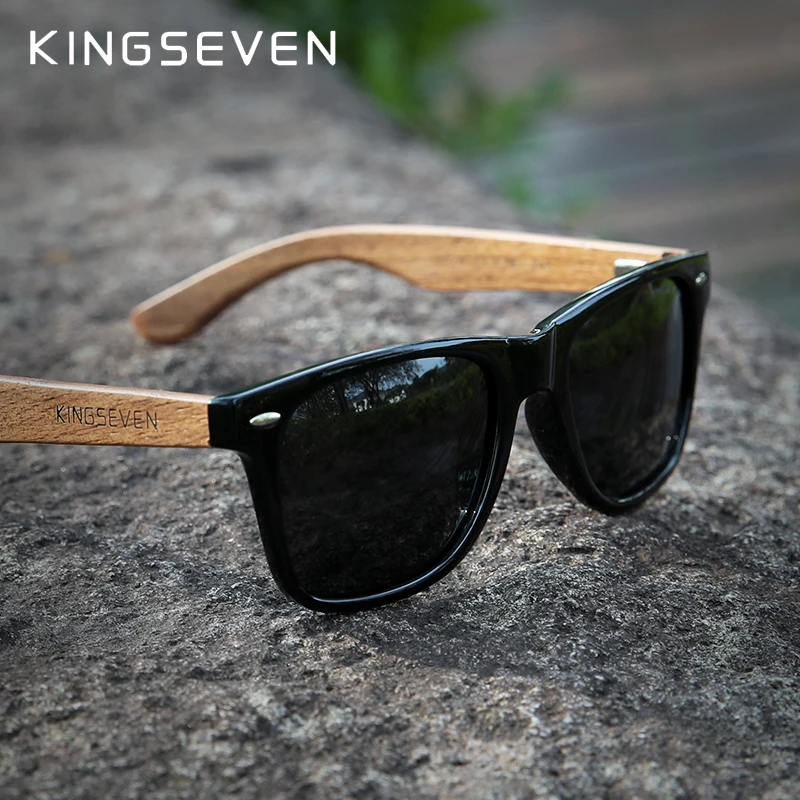 KINGSEVEN бренд 2022 Модные ручной работы натуральные деревянные солнечные очки для мужчин и женщин Поляризованные солнцезащитные очки UV400 зеркальные мужские очки