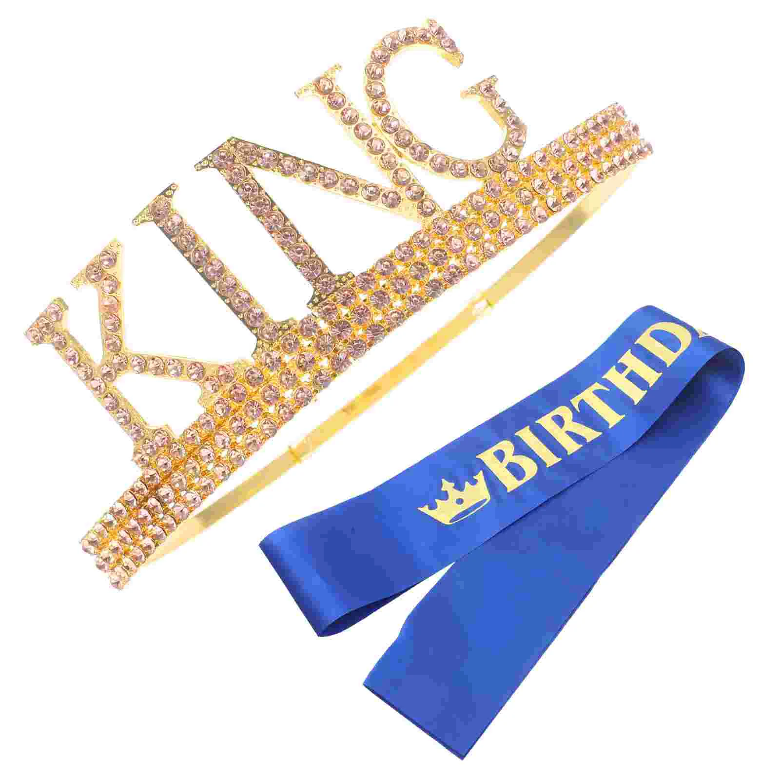 

King Birthday Boys Men Props Toys Headdress Party Sash Tiara Costume Hat Headband Boy Children Cosplay Play Role Performance