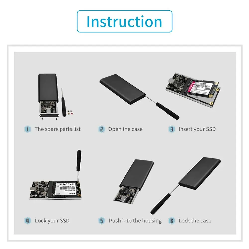 Корпус mSATA на USB 3 1 3.0 Type-c SSD алюминиевый Портативный чехол для жесткого диска 3*3/3*5