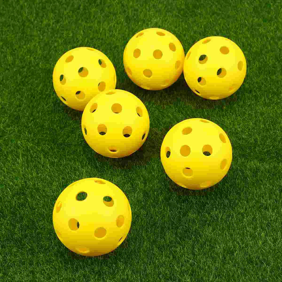 

6PCS Practice Balls Hollow Balls Lightweight Sports Training Balls for Driving Range Indoor Outdoor Yellow