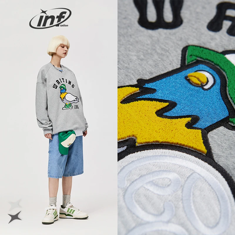 

INFLATION Winter Thick Warm Sweatshirts Unisex Embroidered Oversized Sweatshirts
