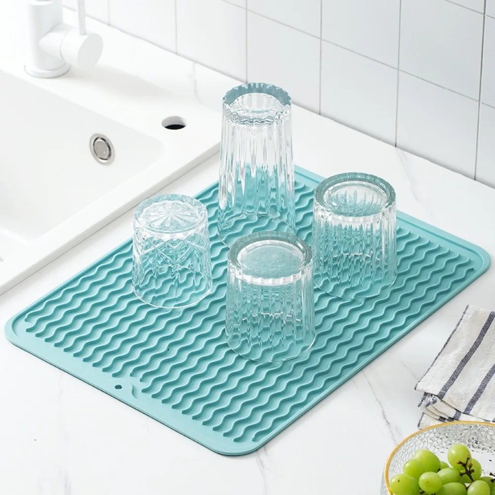 

Силиконовый коврик для сушки посуды, противоскользящий строительный термостойкий защитный коврик для стола, кухонная утварь с противоожогом