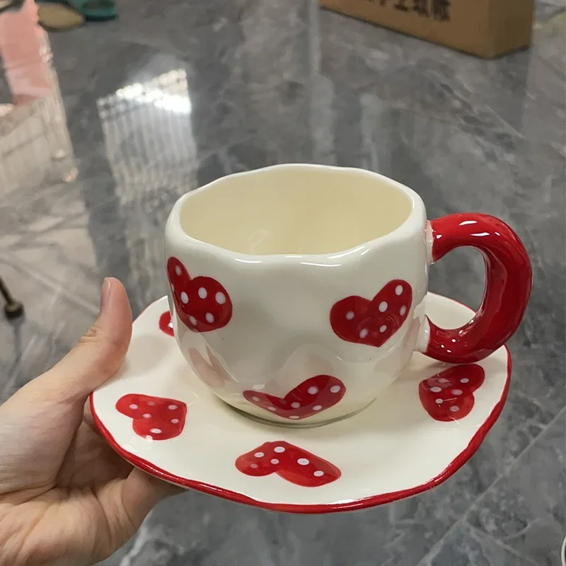 

2024 Christmas Present Ins Coffee Tea Cup Creative Heart Mug Romantic Gifts Ceramic Milk Coffee Cups Gift for Girlfriend Wife
