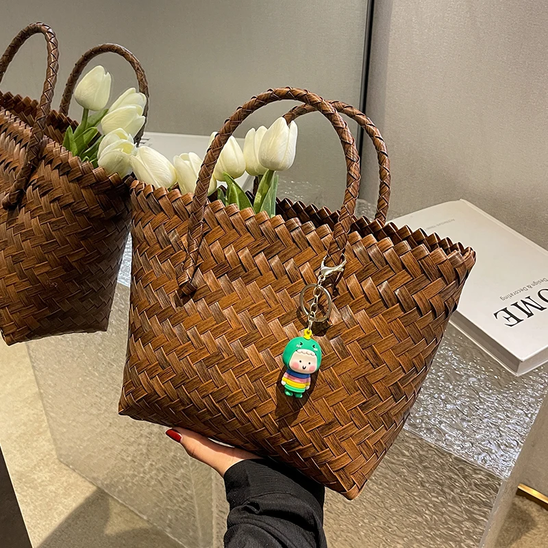 Summer straw bag for women 2023Woven Handmade Handbag Lady Tote Vacation Beach Bag Rattan weave Shoulder Bag travel Shopping bag