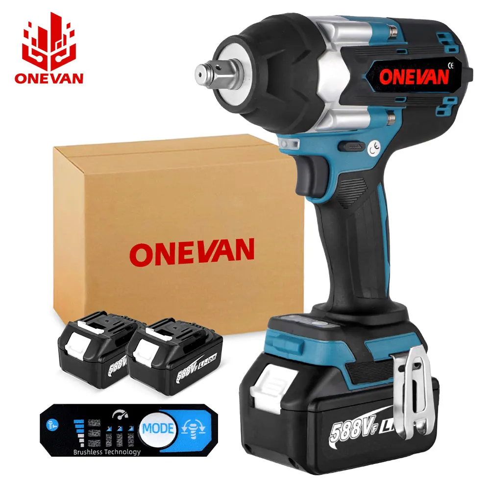 ONEVAN 1800N.M High Torque Brushless Electric Impact Wrench Screwdriver 3Gear Cordless Wrench Power Tools for Makita 18V Battery