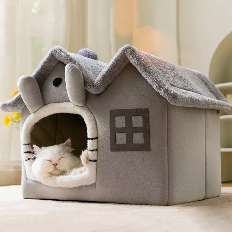 

NEW Foldable Cat House Winter Warm Chihuahua Cave Bed Cat Basket for Small Dogs Warm Soft Cat Bed Mat Kennel Puppy House Deep Sl