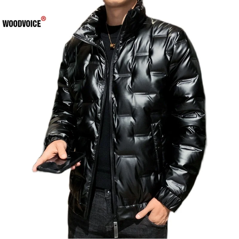 

New Men Coats Thicken Warm Winter s Male Parka Outwear Cotton-Glossy Jacket Korean Fashion Man Clothing