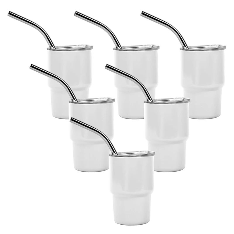 6 шт. мини-стакан 3 унции с соломинкой и крышками набор двухслойных стаканов для