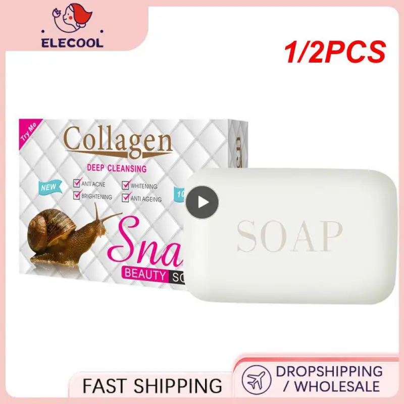 

1/2PCS 100g Snail Handmade Soap Collagen Facel Soap Moisturizing Shrink PoresFacial Cleansing Whitening Oil-control Face Care