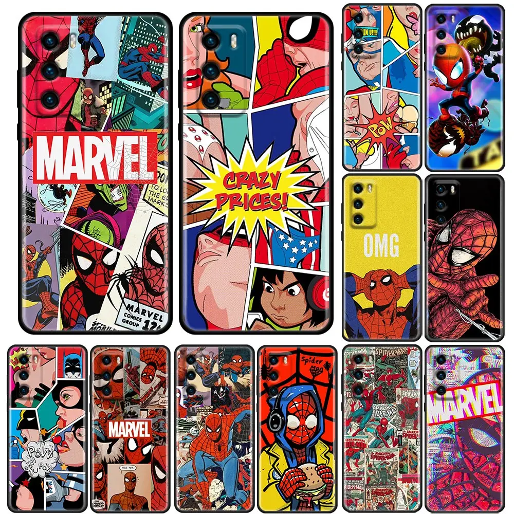 

Marvel Spider-Man Comics Silicon Fundas For Huawei P20 P30 P40 Lite P10 P50 P20 Pro Back Cover P Smart Z 2019 Soft Phone Cases