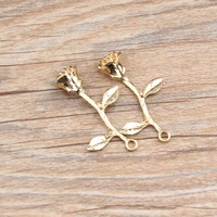 10pcslot new arrival gold color tone rose flower charm pendants alloy metal charms for diy jewelry making