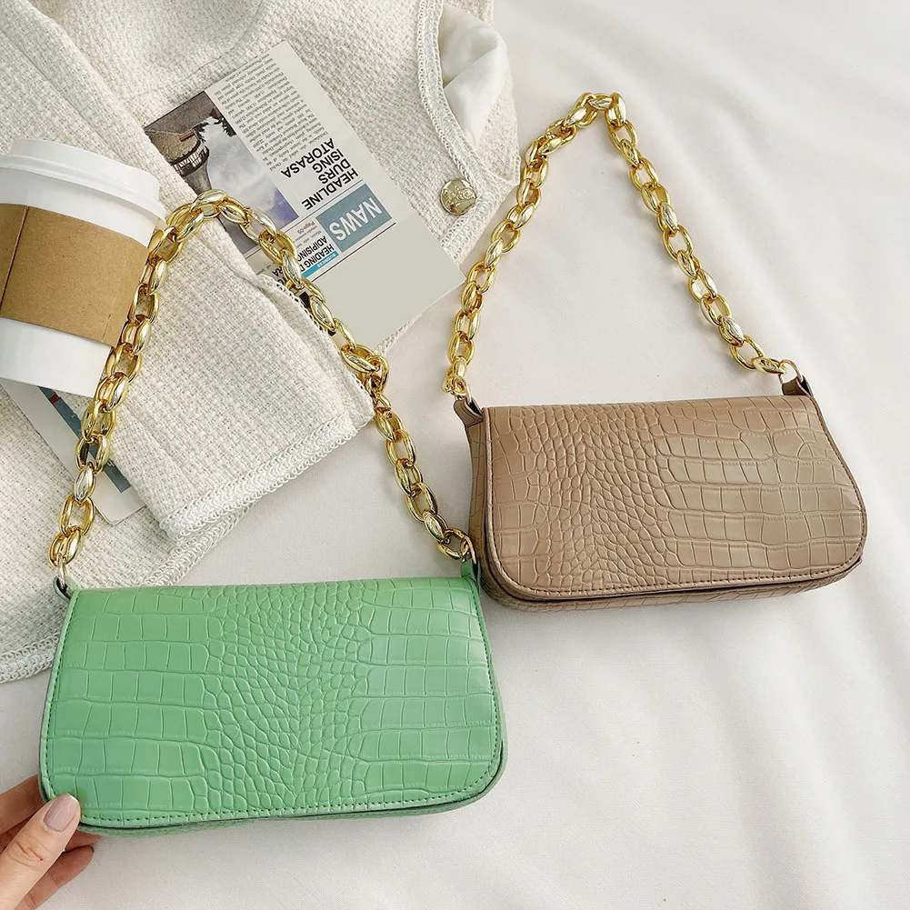 

Alligator Pattern Small Shoulder Bag For Women 2021 Soft PU Leather Underarm Bags Female Travel Handbag And Purses sac a main