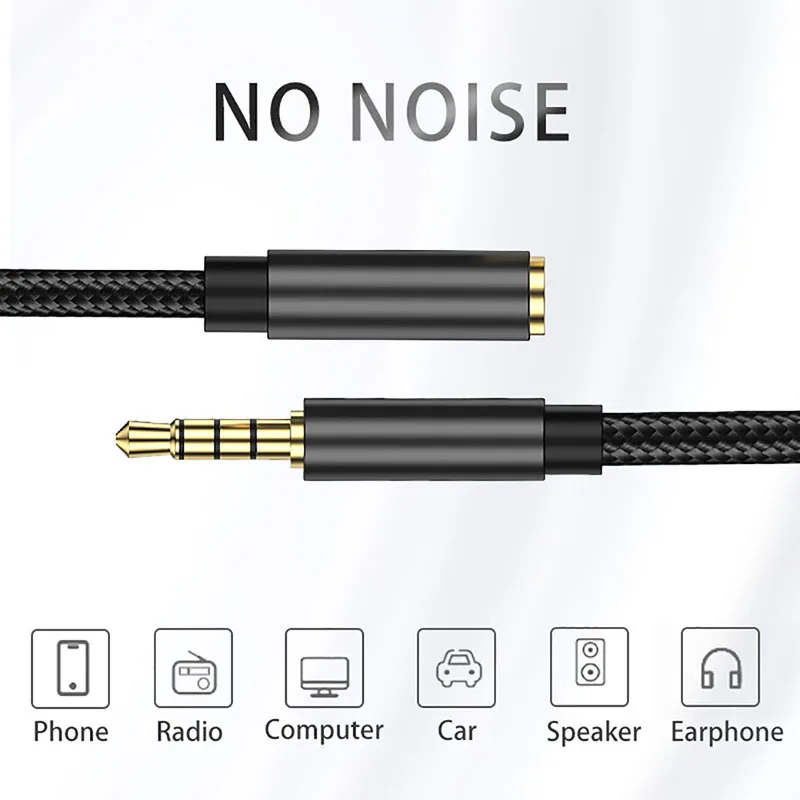 3.5mm Jack Aux Audio Male to Female Extension Cable with Microphone Stereo  Compatible For Pc Headphone Huawe Xiaomi Redmi images - 6