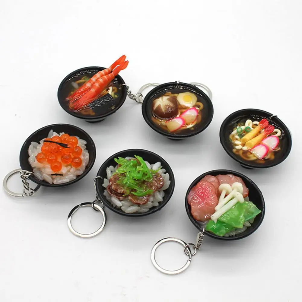 

Eco-friendly Vivid Color Promotional Gift Dollhouse Food Model Props Keychain Mini Noodles Food for Kitchen Scene