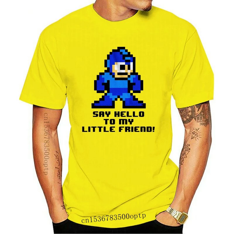 

Nueva camiseta de Megaman Rokkuman Pixel 8Bit para hombre, juego Vintage di Hello to Little Friend (1)