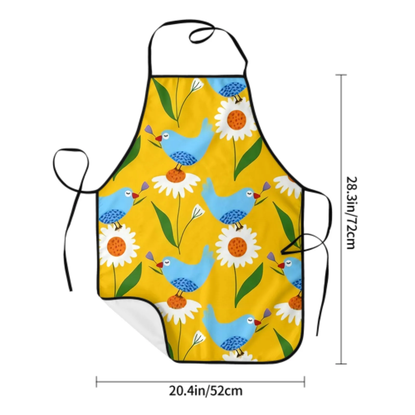 Фартук из полиэстера с белыми цветами и застежкой на подоле Кухонный для