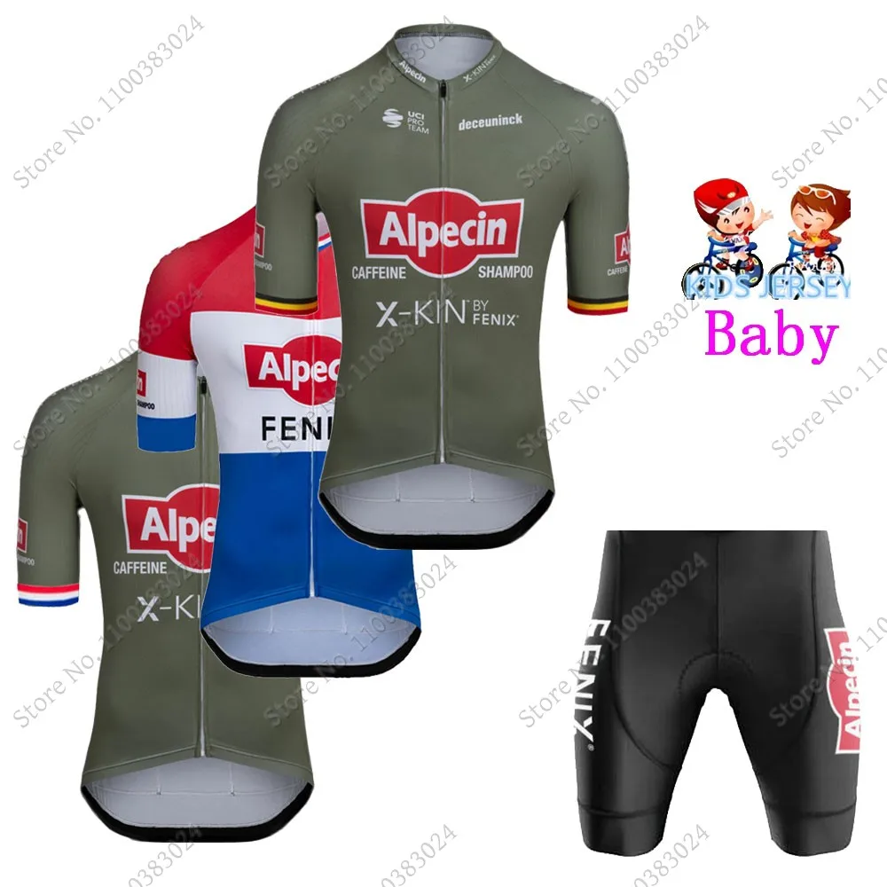 

Детский комплект из джерси и футболки Alpecin Fenix, для мальчиков и девочек, Италия, одежда для велоспорта, 2022