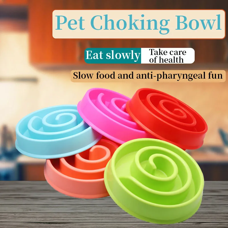 

Миска для домашних питомцев, пластиковая миска для медленного кормления, с защитой от удушения, подходит для щенков и кошек