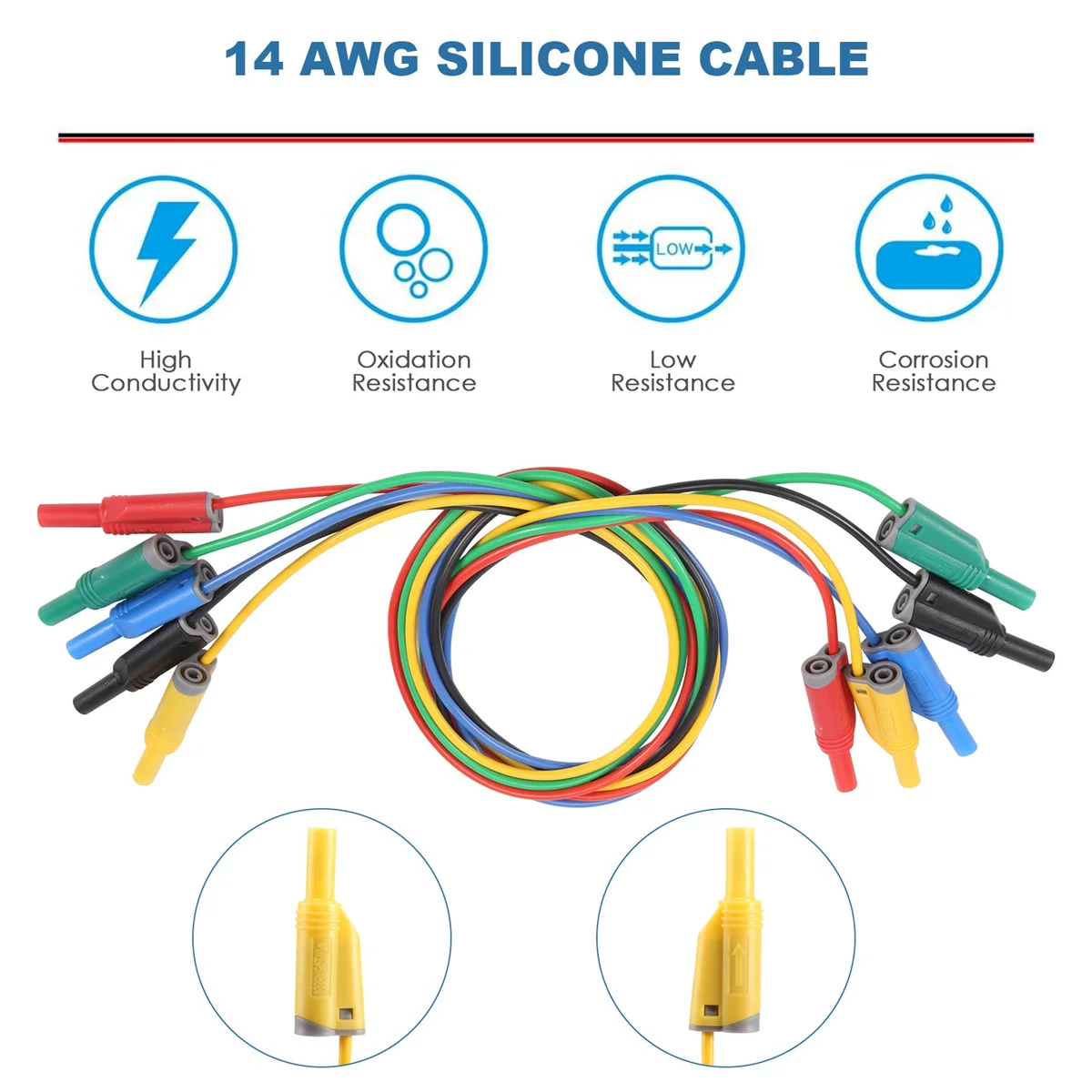 5 шт. силиконовые Тестовые провода с вилкой типа банан 4 мм