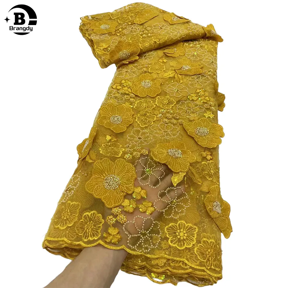 Высококачественная африканская молочная шелковая кружевная ткань Модный 3D