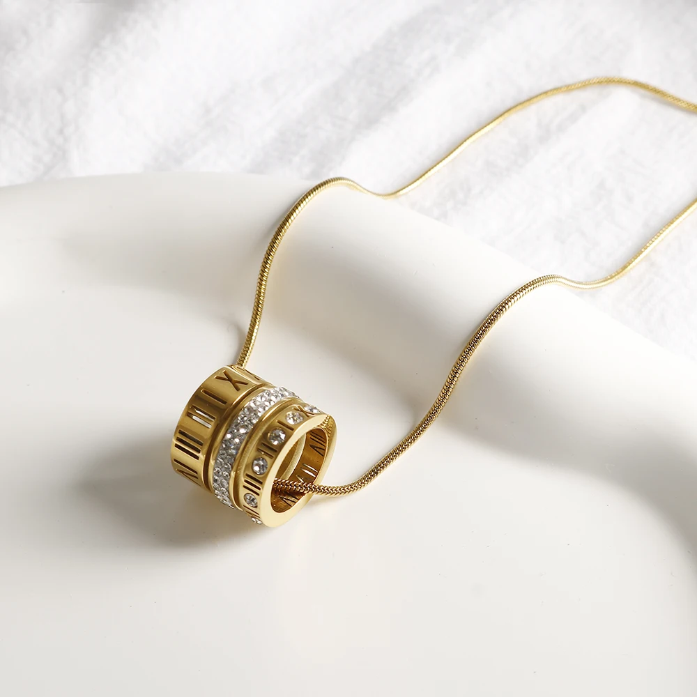 ZMfashion римские цифры инкрустированный цирконом кулон ожерелье для женщин