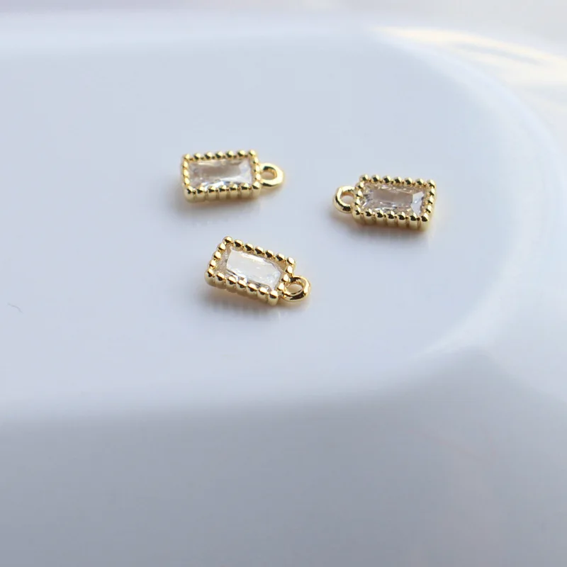 

14K gold wrapped color preserving cut Zircon Pendant rectangular closed ring bracelet necklace pendant DIY original new product