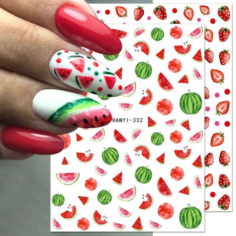 

1PC Summer Fruit Nail Stickers 3D Lemon Avocado Strawberry Designs Nail Decals Adhesive Sliders Manicure DIY Nail Art Decoration