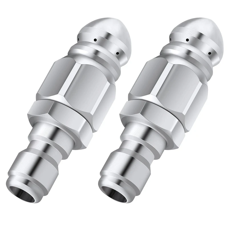 

2 Packs Pressure Washer Sewer Jetter Nozzle, 1/4Inch Stainless Steel Sewer Tip For High-Pressure Drain Jetting Hose Tube