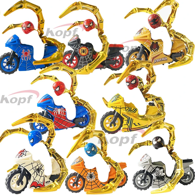 

KF6137 супер британская серия крутой Человек-паук мотоцикл Собранный конструктор детские развивающие игрушки Мини фигурки блоки