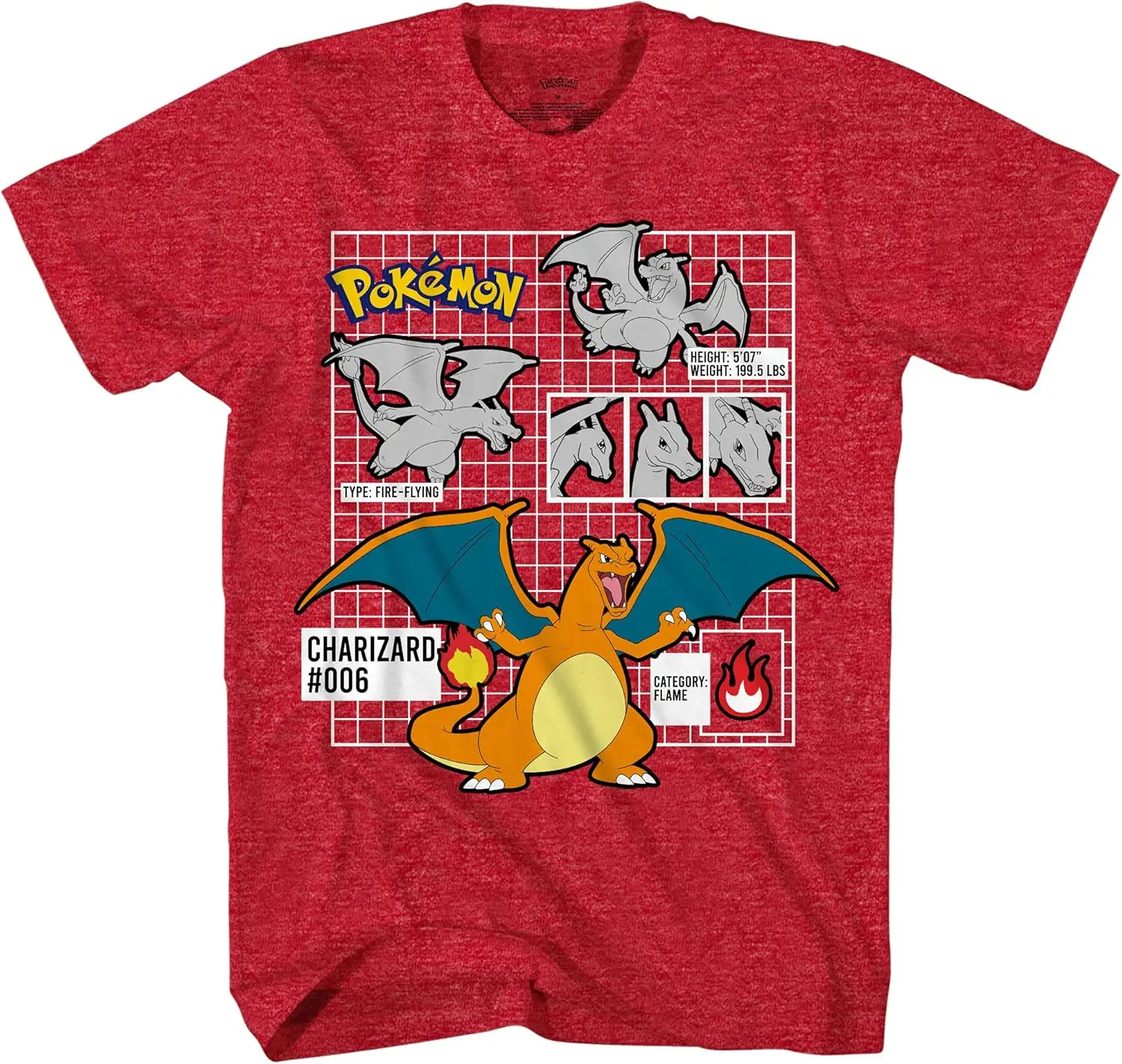 Футболка с коротким рукавом Pokemon Boys Charizard Pikachu-Покемон для маленьких и больших