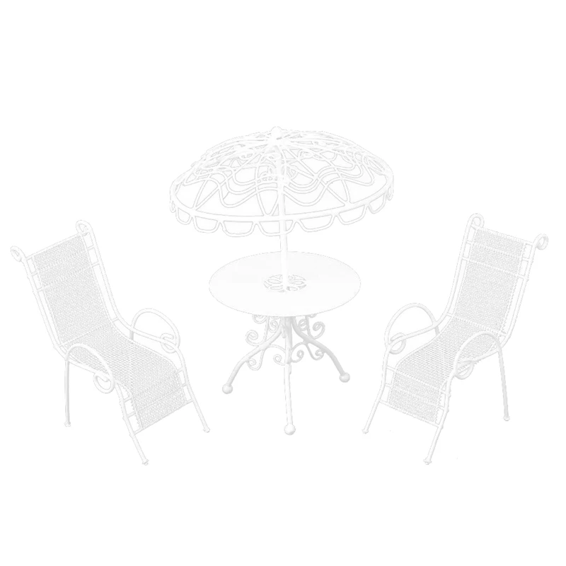 

1/12 Miniature Tables Chairs Leisure Outdoor Garden Scene Model Metal Table And Chair Model Gift