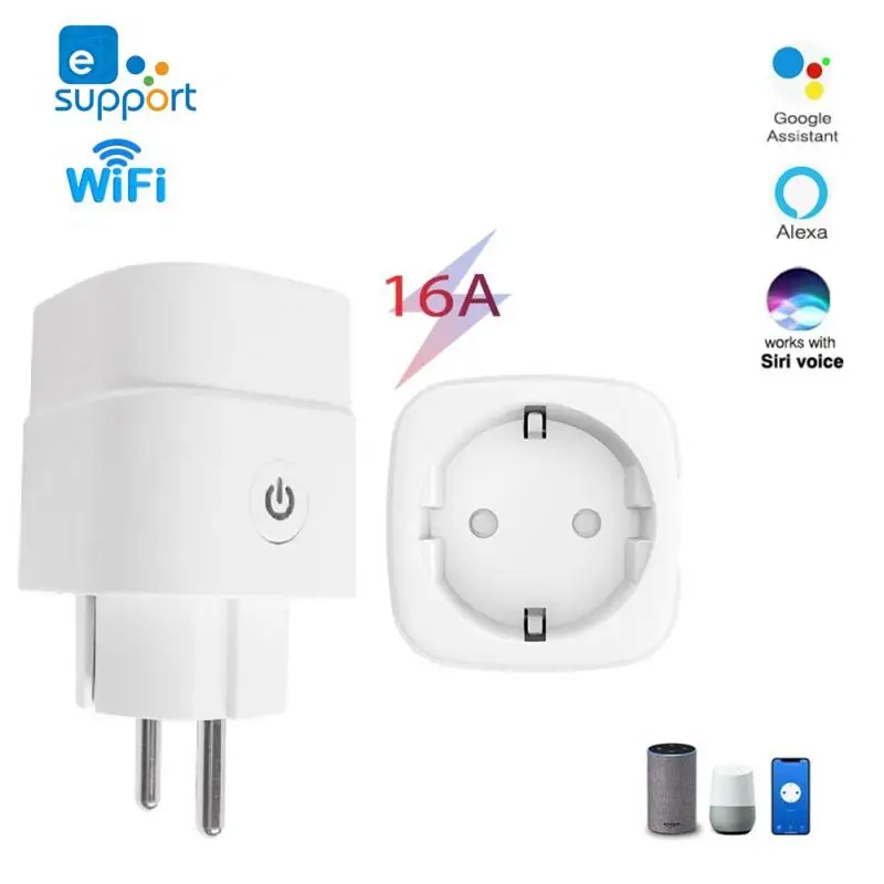 

EWelink Wifi Smart Plug 16A EU Socket Power Monitor Fire Retardant Timer Socket Automation Voice Control For Alexa Google Home