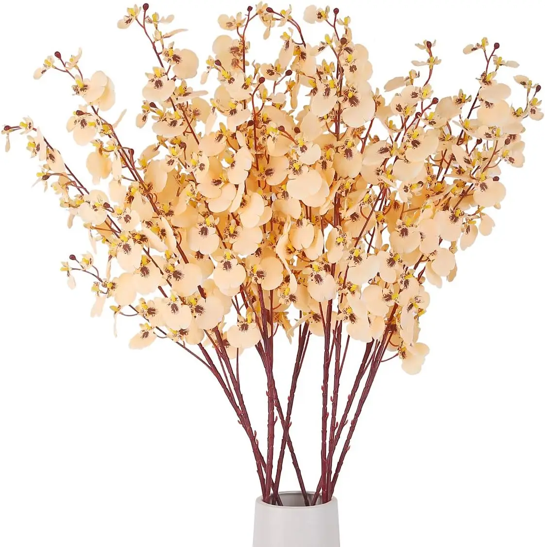 

8 Pcs Orchids Silk Fake Flowers in Bulk Flowers Artificial for Indoor Outdoor Wedding Home Office Decoration (Champagne)