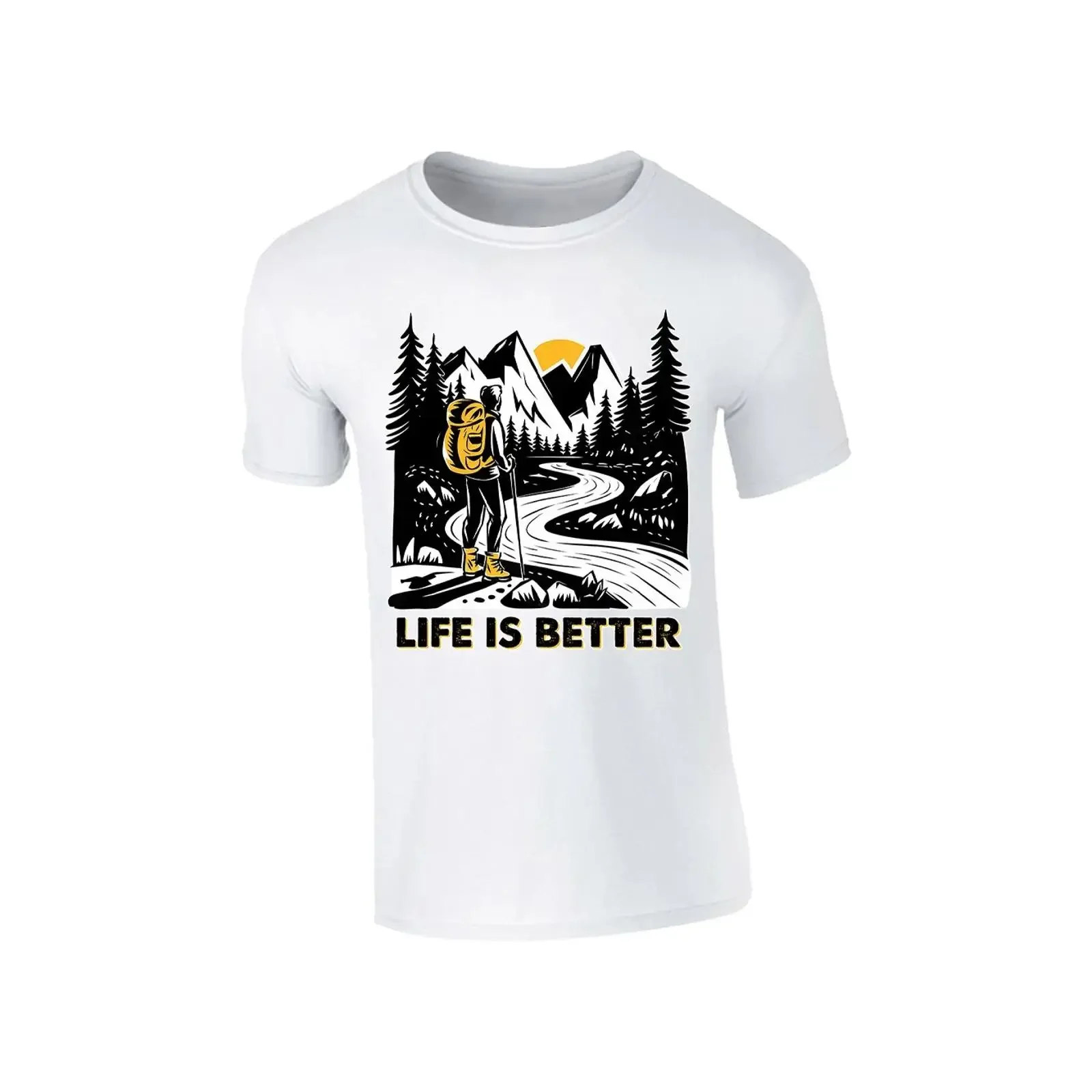 Фото Футболка для мужчин Life is Better Buntes, подарок для любителей природы, для исследователей, винтажная дизайнерская одежда с эффектом потертости №1