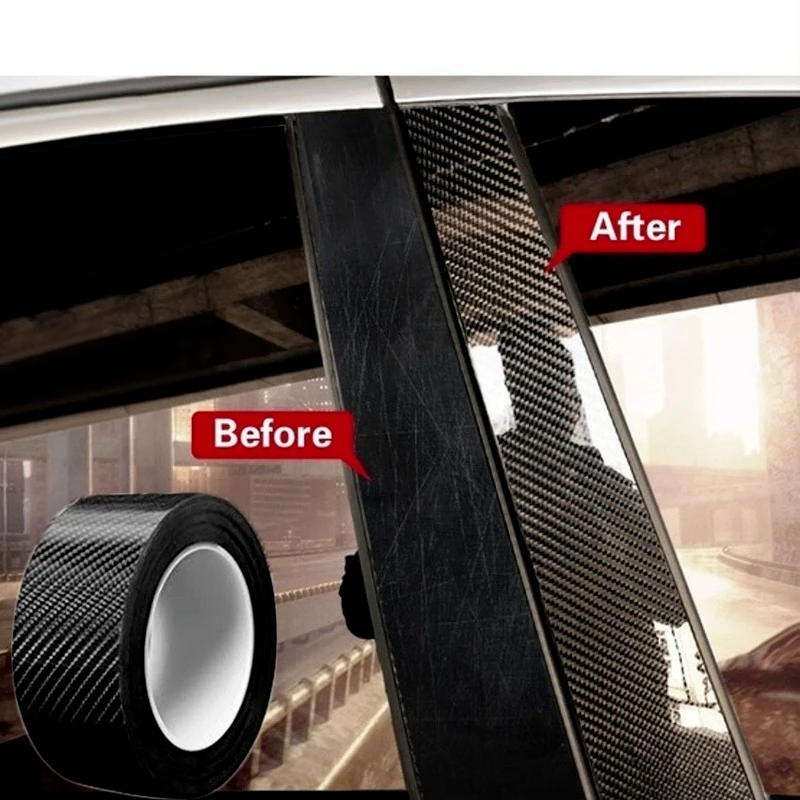 ROP Carbon Fiber Protector Strip Sticker Auto Bumper Door Sill Protection Anti-stepping Car Decoration Tape 3D