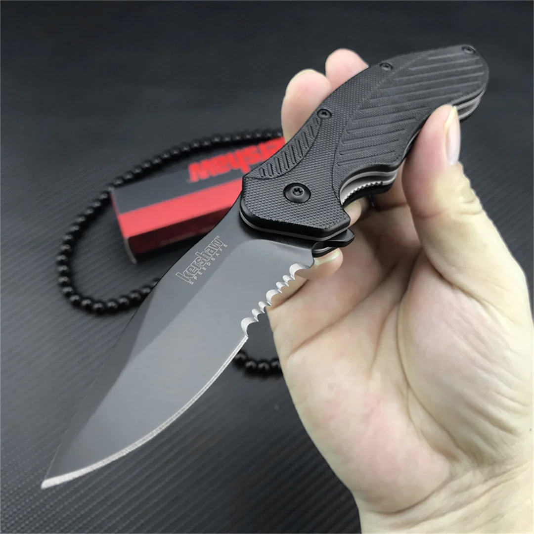 

Тактический складной нож kerшоу 1605, полностью черный пилой для охоты, кемпинга, выживания, Карманный ручной нож для повседневного использования